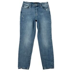 Judy Blue Slim Fit Tapered Distressed Stretch Baggy Comfy Denim Jeans Women 28